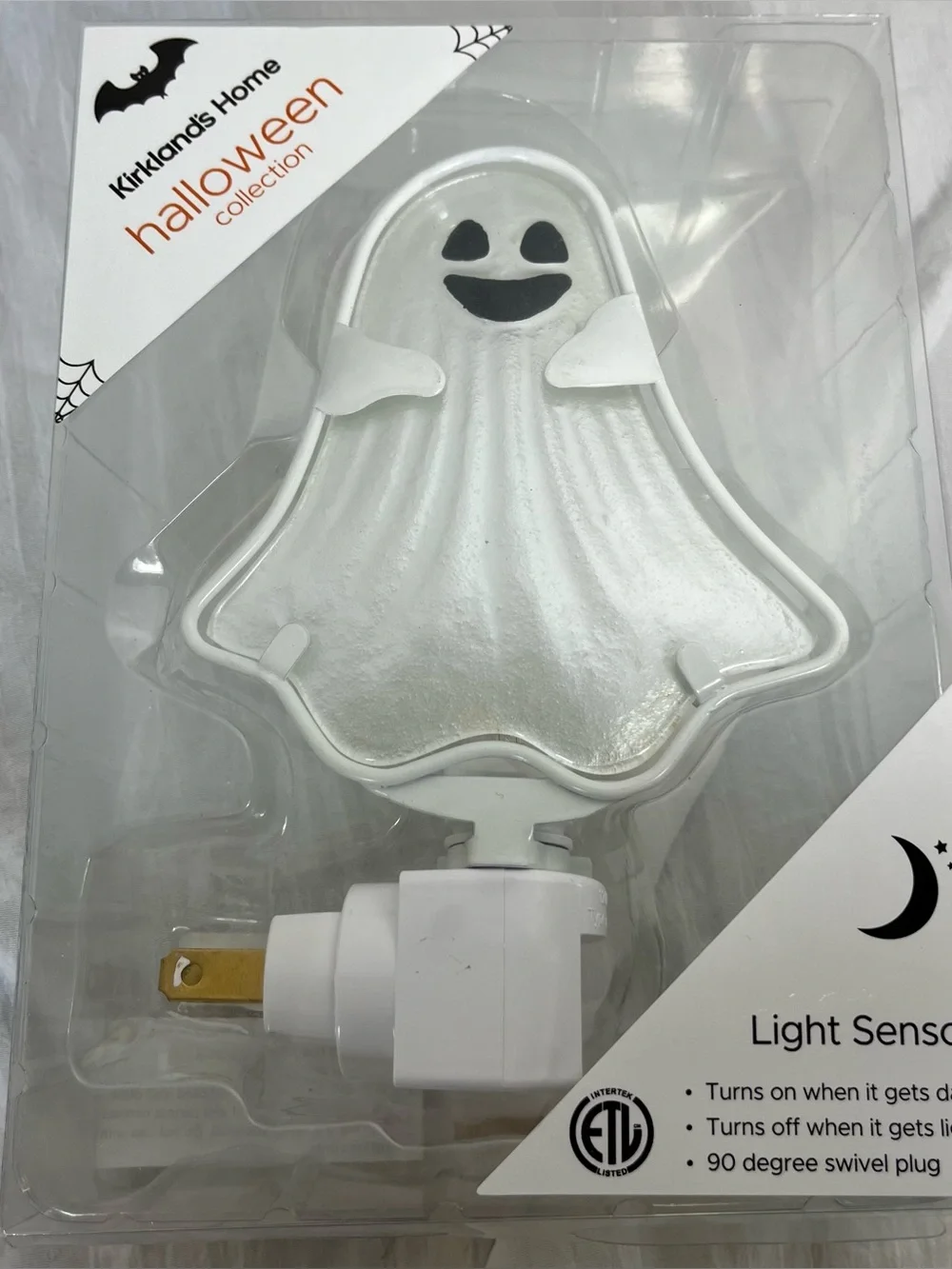 Kirkland's Home Halloween Ghost Night Light NIB Swivel Plug Light Sensor